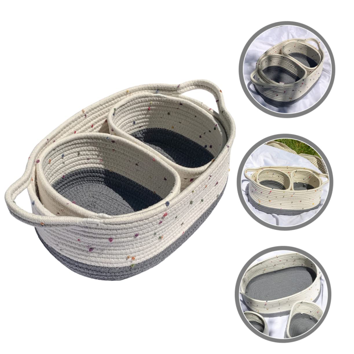 Garneck Cestino in Corda Di Cotone Porta Snack Organizer Da Comodino E Scrivania Decorazione Rustica Per La Casa