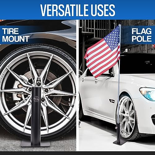 Alphabet Wonders Flagpole Tire Mount - Portable Base Stand Holder With Base thumb #2