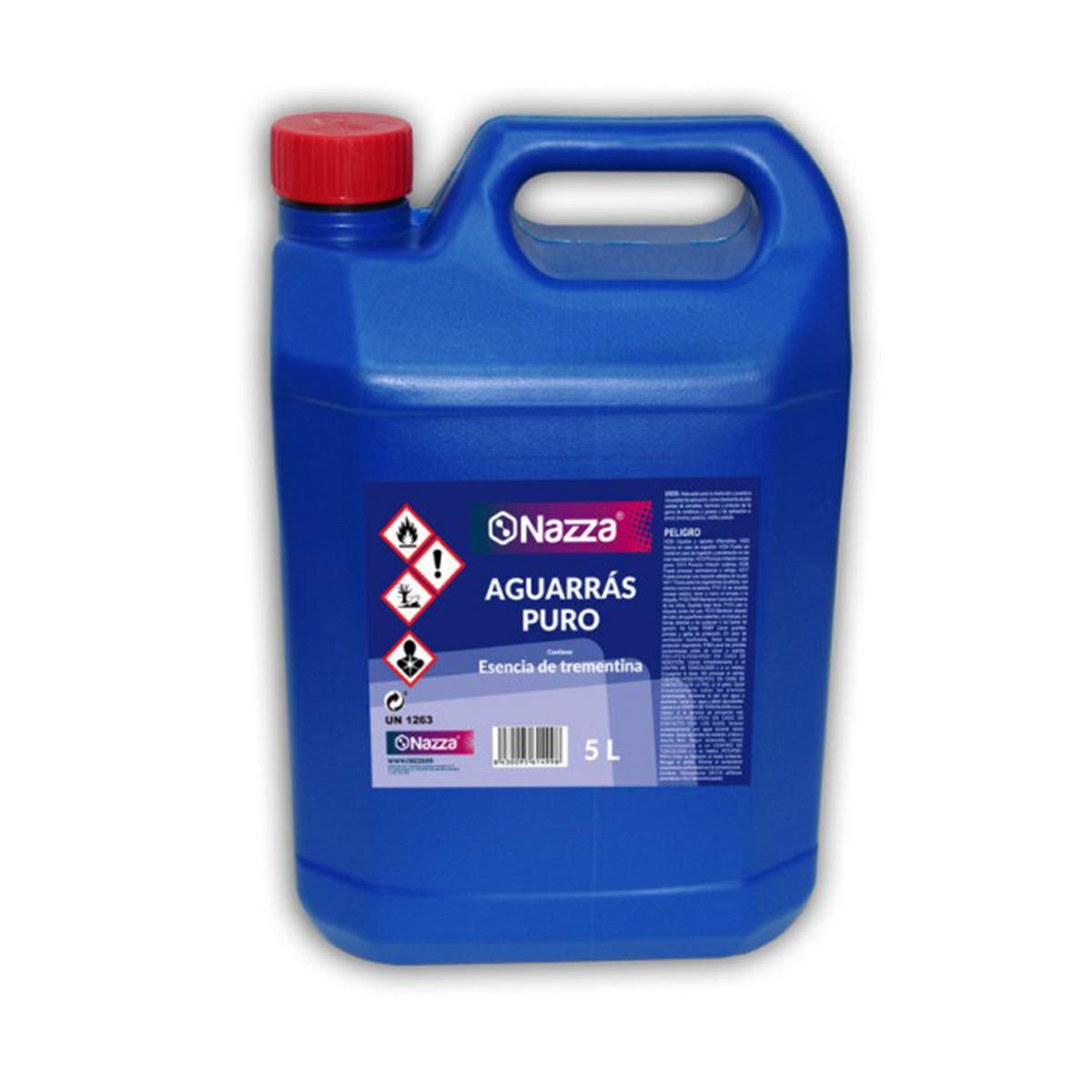 Aguarrás Puro Nazza | Esencia de Trementina | Aplicación y limpieza de pinturas sintéticas | Para aplicar pinturas al disolvente | Envase de 5 Litros