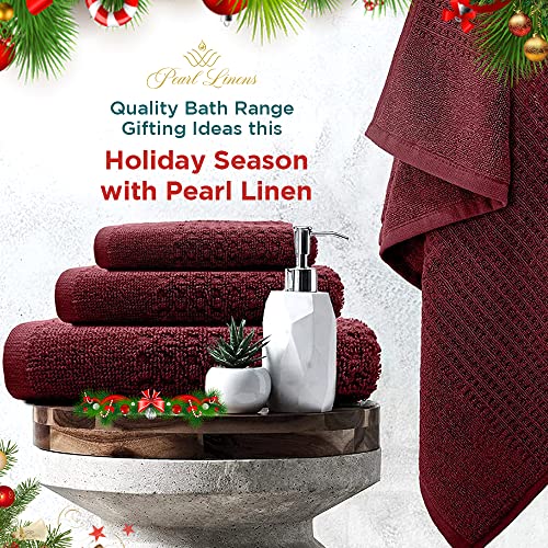 Pearl Linens 100% Cotton Premium Bath Towel Set Of 6 For Bathroom, Waffle Towels For Home, Hotel, Spa, Absorbent, Soft, 2 Large Bath Towels, 2 Bath Hand Towels & 2 Wash Cloths For Your Body, White #TOP1