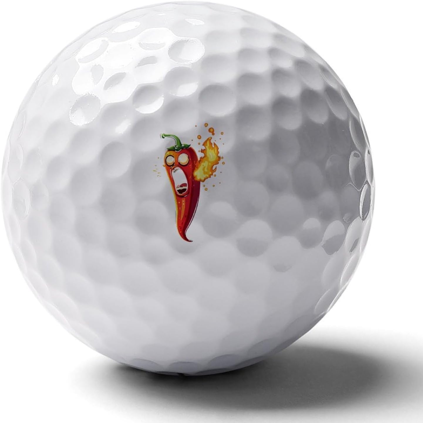Fire Breathing Red Hot Roasted Chili Pepper Funny Printed Golf Ball Personalized Practice Balls Cool Accessories Gifts for Golfers Dads Men Women
