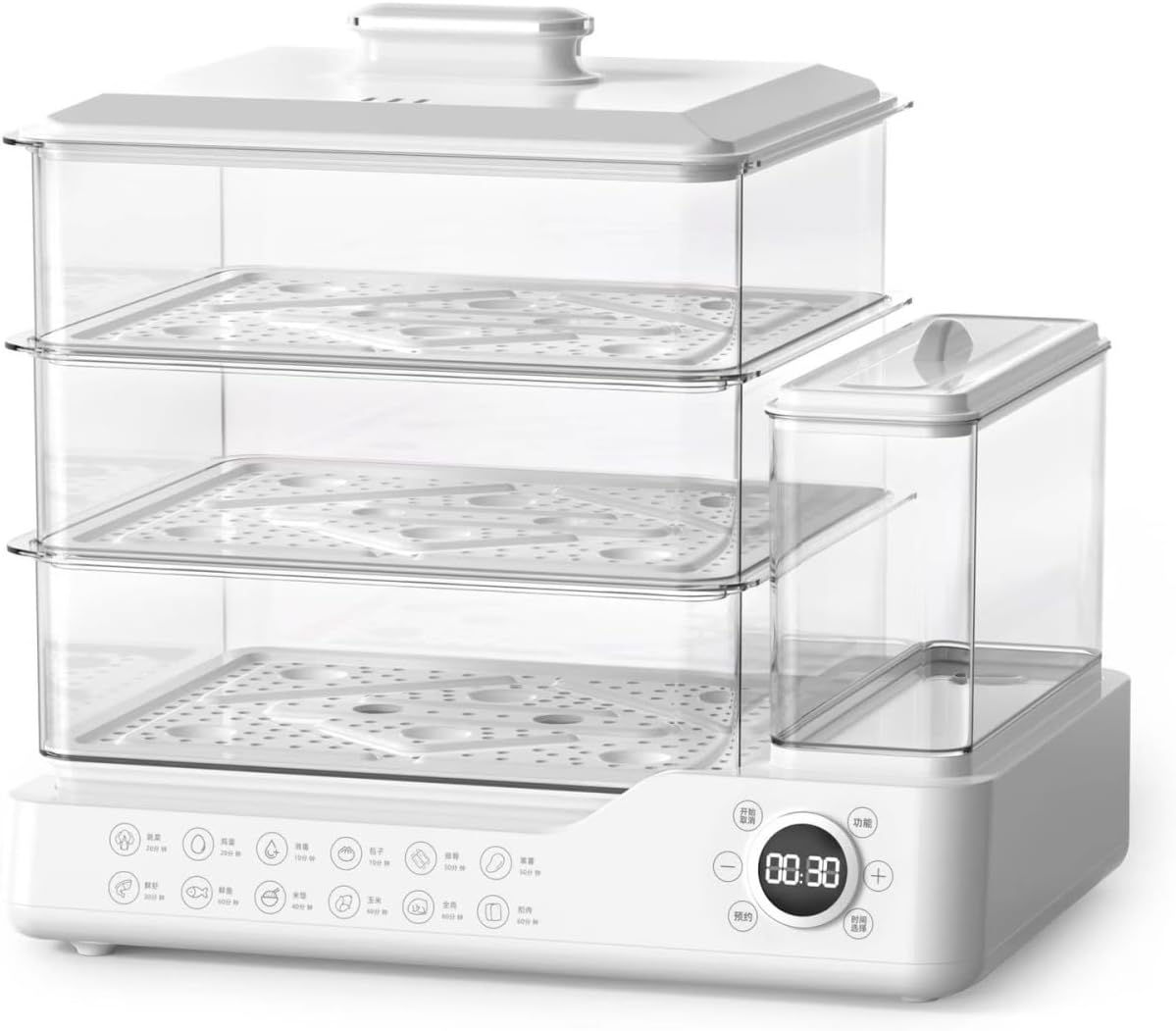 3-Tier Electric Food Steamer, with Separate Water Tank, Digital Timer, Touch Control Panel, Stackable Baskets, for Healthy Cooking Vegetables, Meats