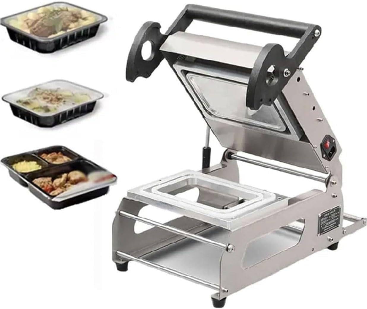 Máquina de sellado térmico para bandejas de alimentos, sellador a presión manual, 600 W para embalaje de alimentos para llevar, 8 veces/minuto, sellador de cajas frescas, ancho de película 180 mm