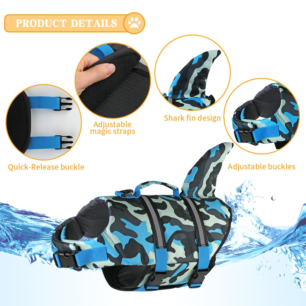 Doglay Gilet de sauvetage Ripstop pour chien avec flottabilité élevée et poignée de sauvetage, gilet de sauvetage réglable pour chiens de petite, moyenne et grande taille