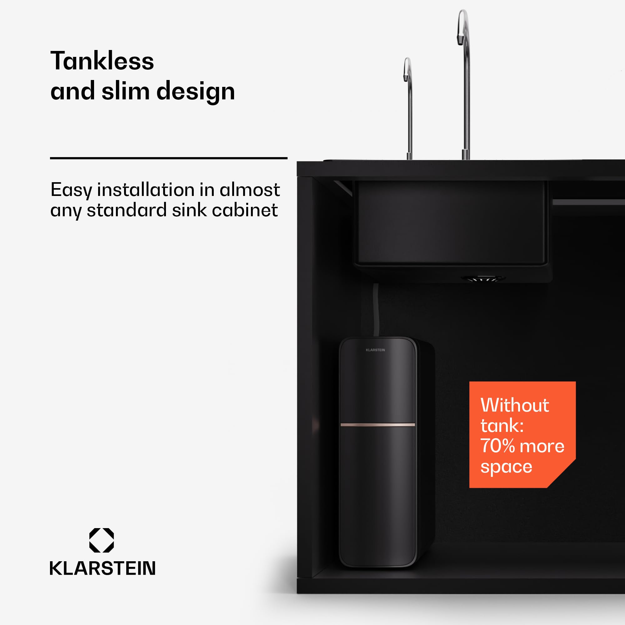 Klarstein System filtracji wody z odwróconą osmozą, 800GPD podzlewowy system filtracji wody pitnej, 5-stopniowa filtracja, 2 filtry, Osiąga 99,99% czystości, Szybka instalacja odwróconej osmozy RO