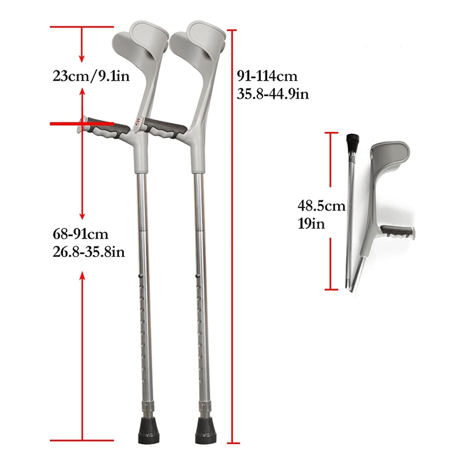 PAASHE Muletas de antebrazo para Adultos, 1 par de Bastones Plegables de Aluminio, Bastones Antideslizantes, Bastones médicos ortopédicos