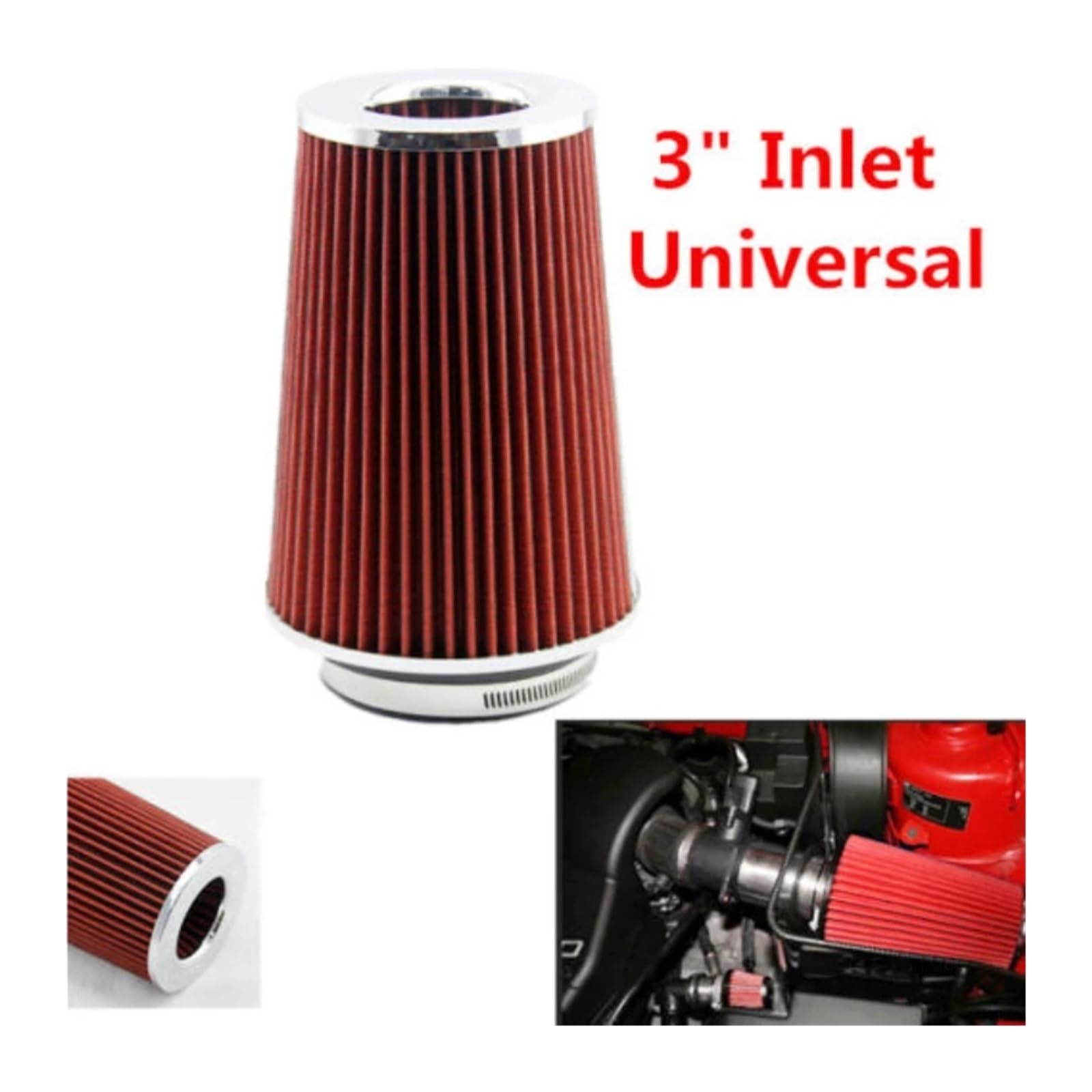 Haogui 3 Zoll 76 mm Kalt-/Ansaug-Clamp-On-Sportfilter