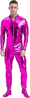Mono metálico para hombre, holografiado, de manga larga, traje de cuerpo entero, disfraz Zentai, festival, discoteca, Nochevieja