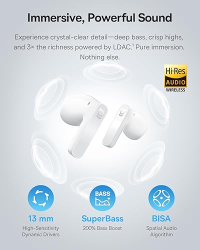 Miniatura 3 de Baseus Bass BS1 NC - Auriculares inalámbricos con cancelación de ruido semi-intrauditivos con ANC híbrido adaptativo, audio de alta resolución