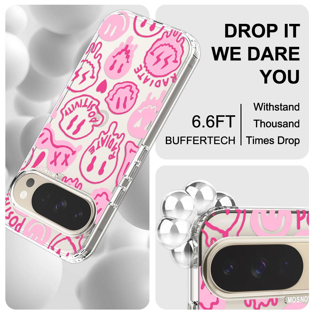 MOSNOVO Case for Google Pixel 10 & Pixel 10 Pro, [Buffertech 6.6ft Military-Grade Drop Protection] [Anti Peel Off Tech] Clear TPU Bumper Phone Case Cover Design - Cute Cherry — view 297