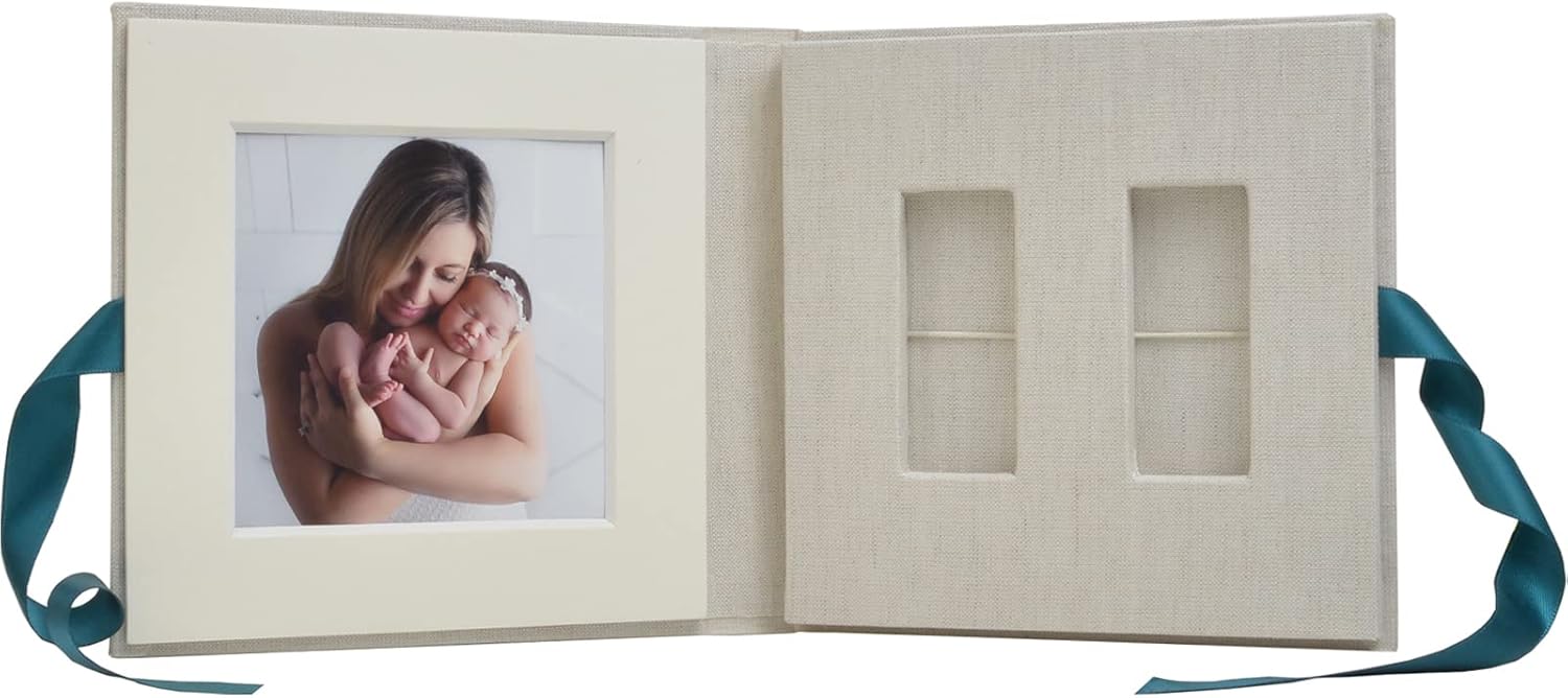 Custom Logo Linen USB boxes with photo frame - Personalized Flash Drive Case - Newborn/Wedding Photography Packaging (include Logo)