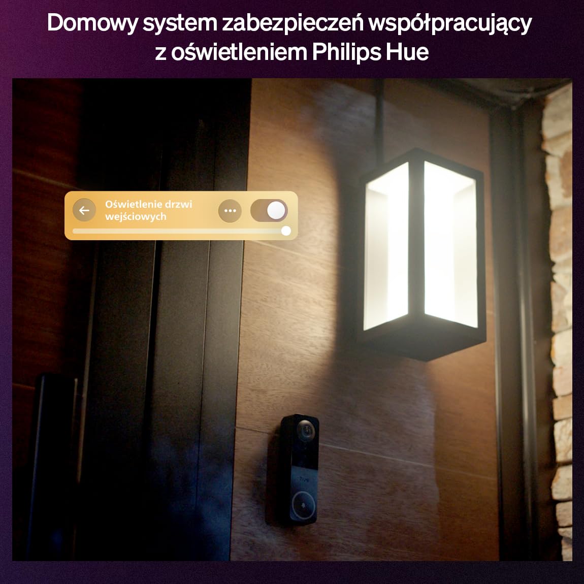 Philips Hue Secure Inteligentny dzwonek wideo i dzwonek do drzwi, rozdzielczość 2K, szeroki kąt widzenia, detekcja ruchu, możliwość dwukierunkowej rozmowy, powiadomienia w czasie rzeczywistym