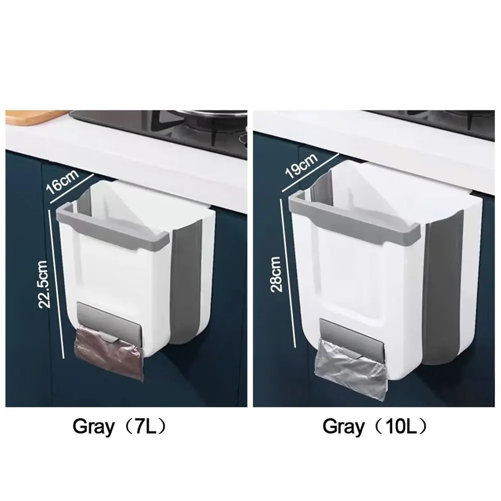 Portarifiuti A Parete 7/10L PP Appeso Cestino Della Spazzatura Portatile Fissato Al Muro Porta Dell'armadio Bidone della Spazzatura Riciclabile Bidone Dei Rifiuti Pieghevole Cestino Cucine Per Bagno,