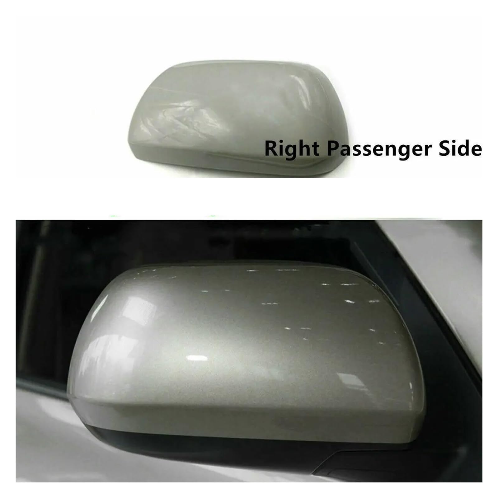 Right Side Passenger Mirror Cover Cap – Silver – Clip-On Fit For Toyota Highlander 2008-2013