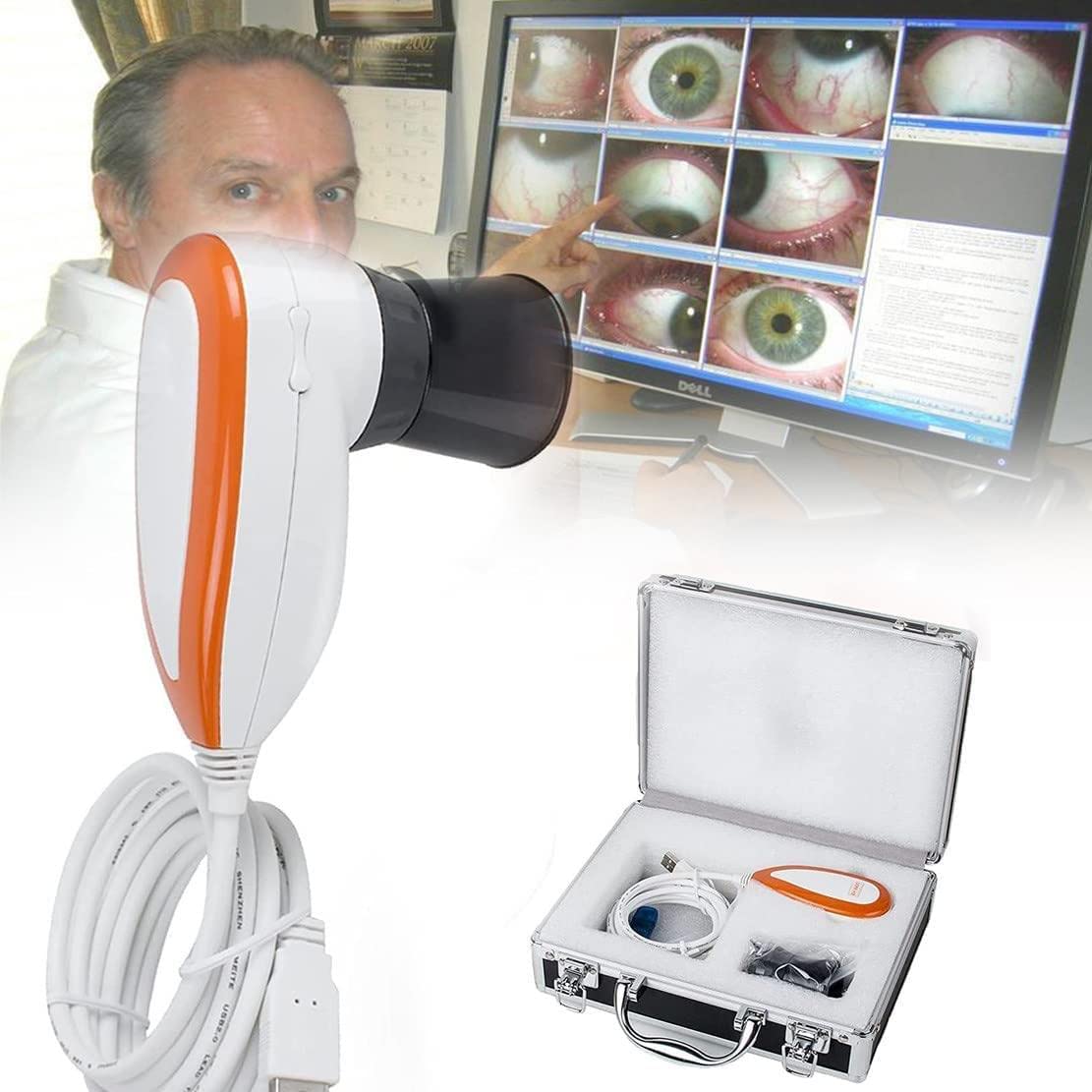 Caméra d'analyse d'iris 5,0 MP, caméra d'iridologie pour analyseur d'iris, analyseur de Lampe USB Gauche/Droite/avec Logiciel d'iris, Haute résolution 2560 x 1920