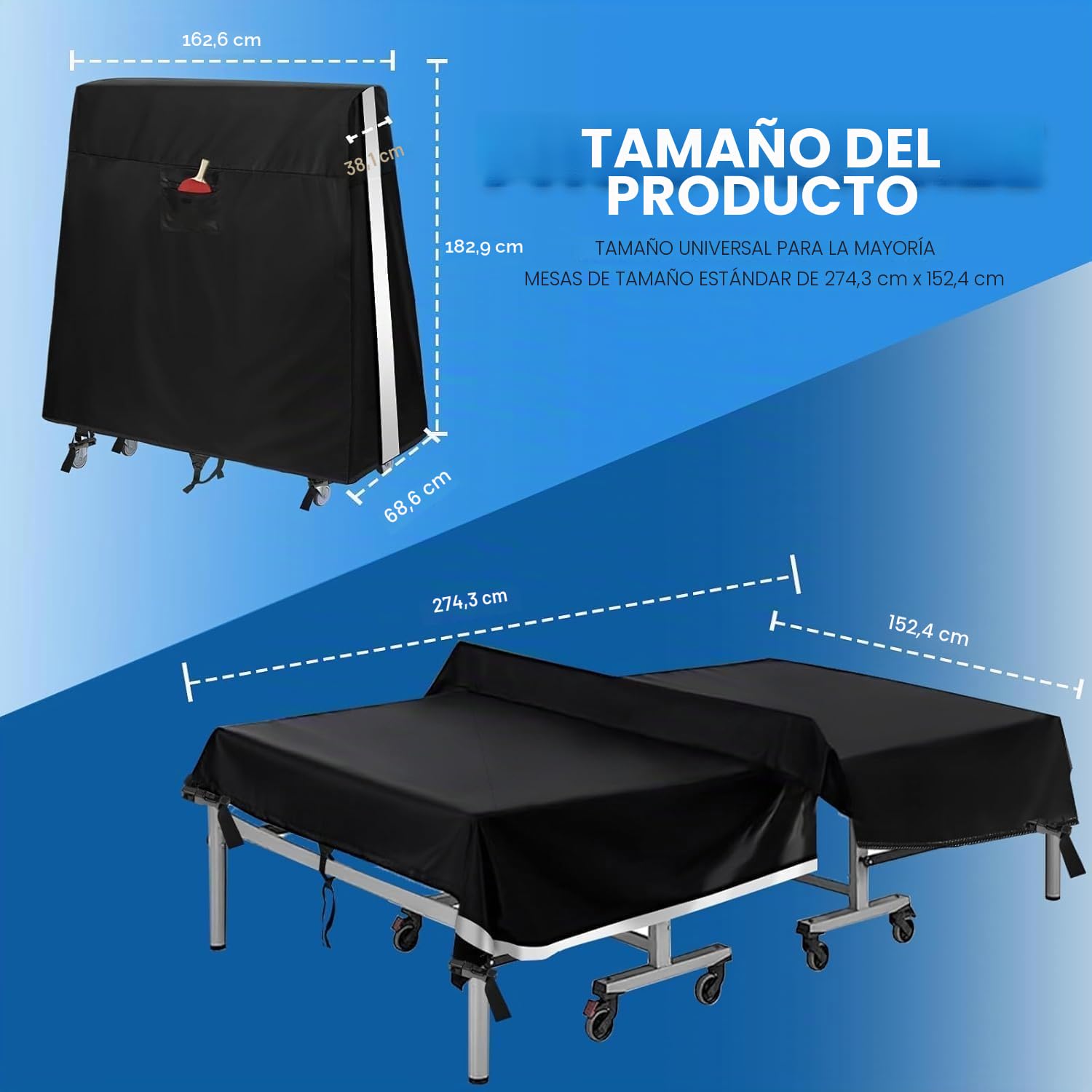 NEVERLAND Funda Mesa Ping Pong Exterior Oxford Impermeable 165x70x185 cm