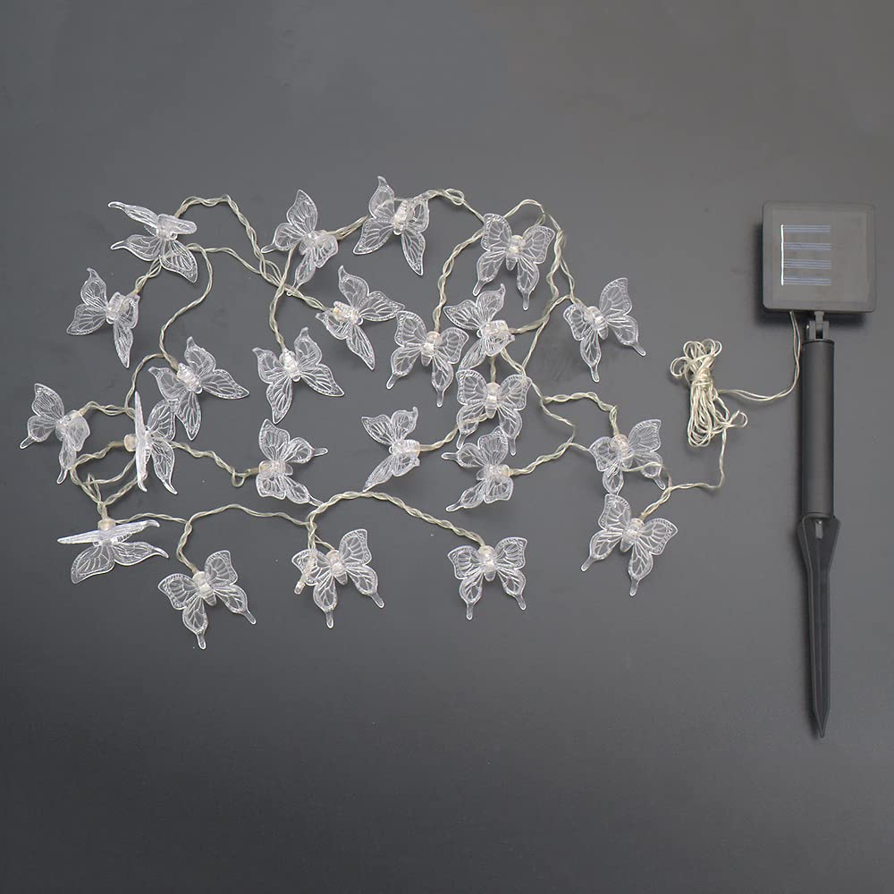 12 x Solar-Party-Garten-Lichterkette "Schmetterlinge" 24x LEDs, inklusive 1x Batterie, Fenster-Baum-Zaun-Dekorations-Beleuchtung (Schmetterling farbwechselndnd)