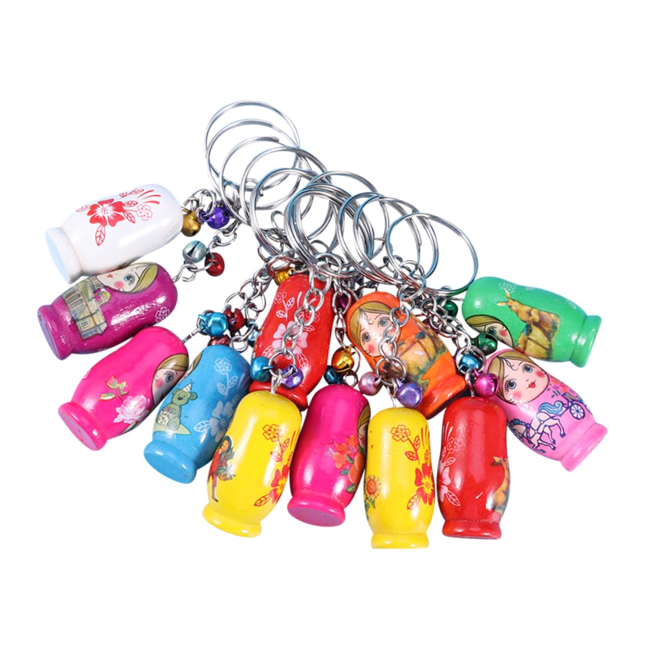 SOIMISS 12pcs Matryoshka Key Keychain Matryoshka Nesting Dolls Car Key Bag Purple Decor Matryoshkas Key Chains Russian Doll Toys Russian Dolls Key Ring Keyring Scarf Painted Child Wooden