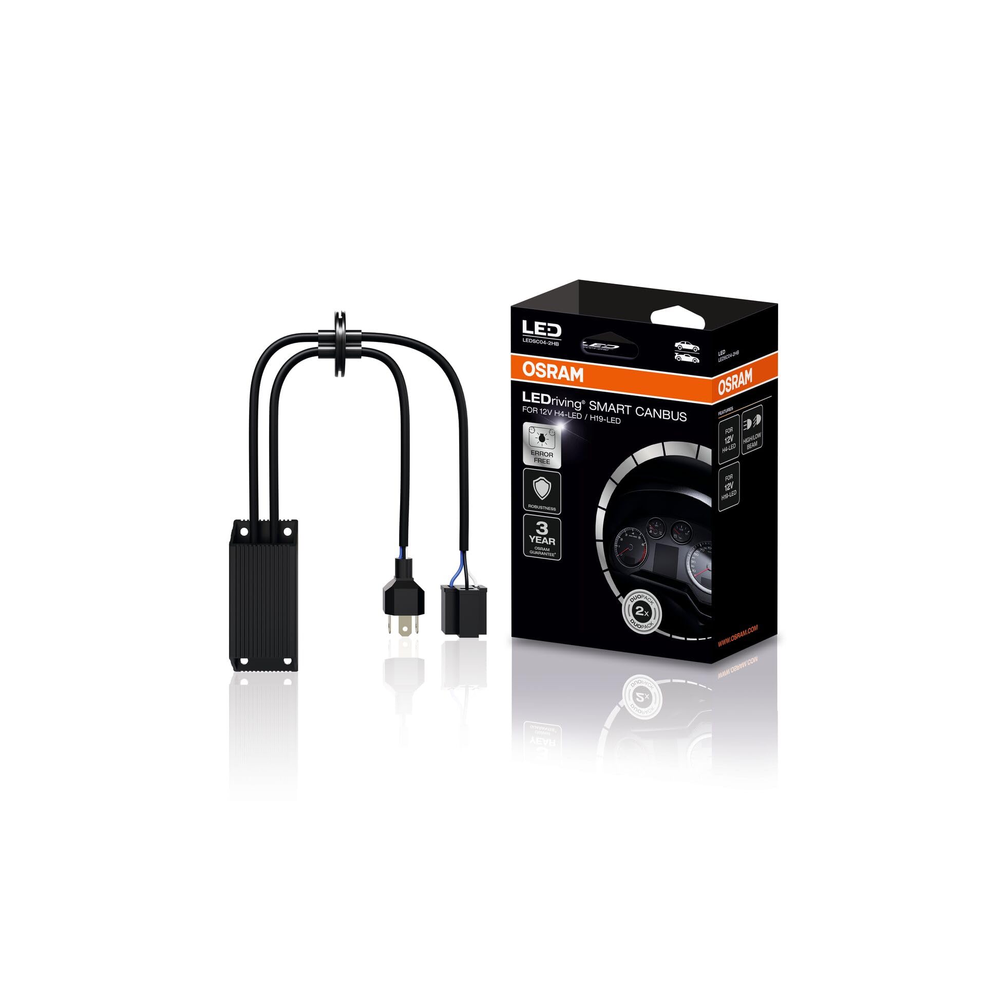 Osram LEDriving SMART CANBUS LEDSC04-2HB, umgeht das Lampenausfallerkennungssystem für LED Retrofit Lampen; Zubehör für 12V H4 & H19 LED Lampen