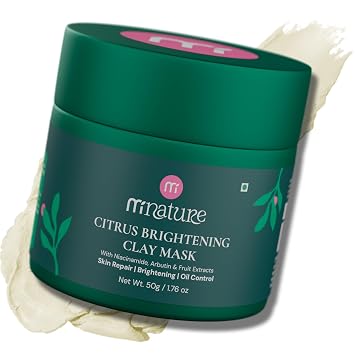 minature Citrus Brightening Clay Mask, 50 g With Niacinamide, Arbutin, Hyaluronic Acid & Pea Peptides Gentle Glow & Even Tone Paraben & Sulfate Free