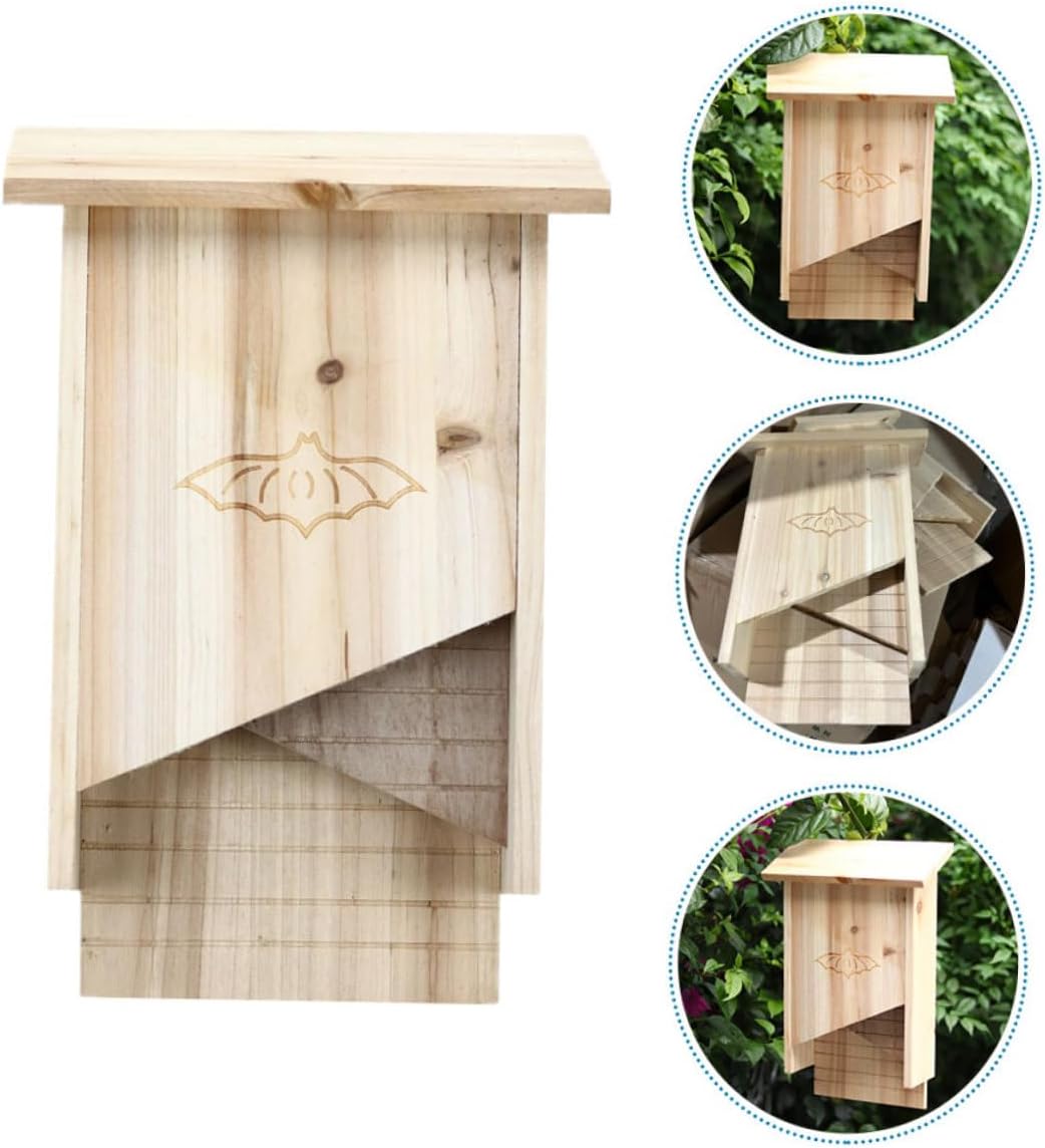 Handmade Wooden Bat House Weatherproof Outdoor Pet Shelter for Backyard Decor Lightweight Smooth Finish for Easy Installation and Safe Roosting