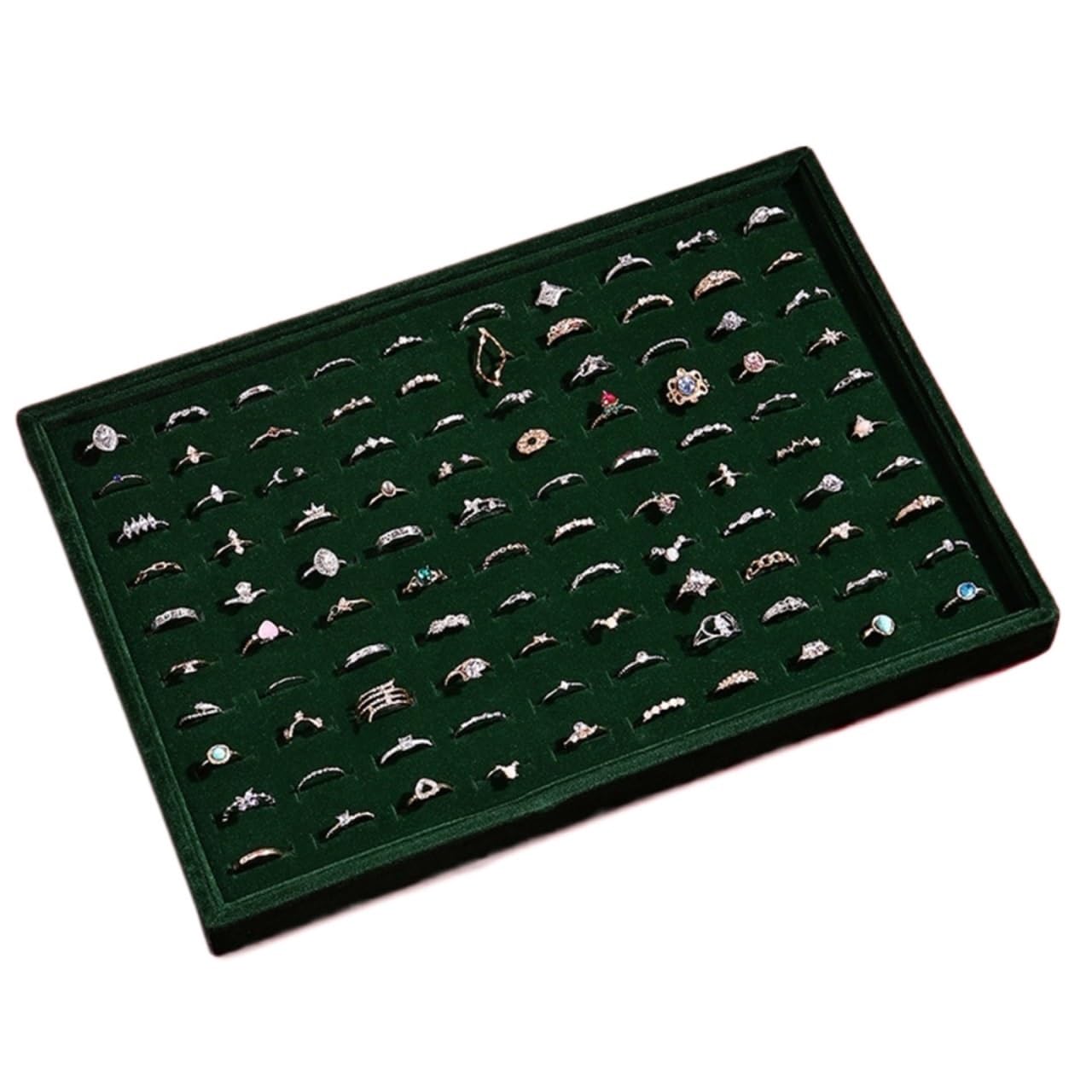 ZNJAMN 1pcs Rings Display Organizer Stackable Jewelry Tray Space Saving Drawer for Ring(Green)