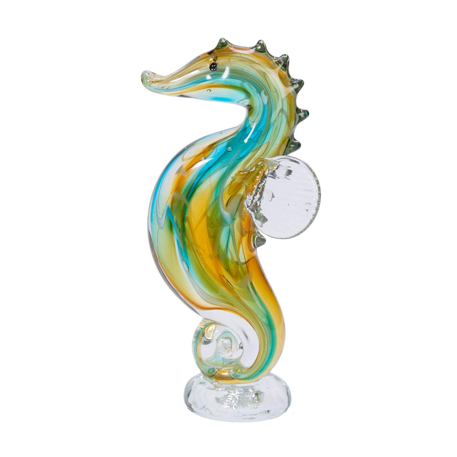 Verre hippocampe swirling bleu pour décorer votre table de dîner estival