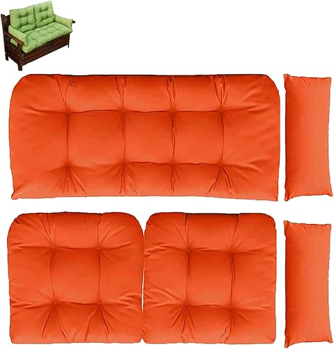 5 cojines para muebles de patio al aire libre, suaves y cómodos, gruesos copetudos, cojines de asiento de mimbre para jardín, sofá biplazados