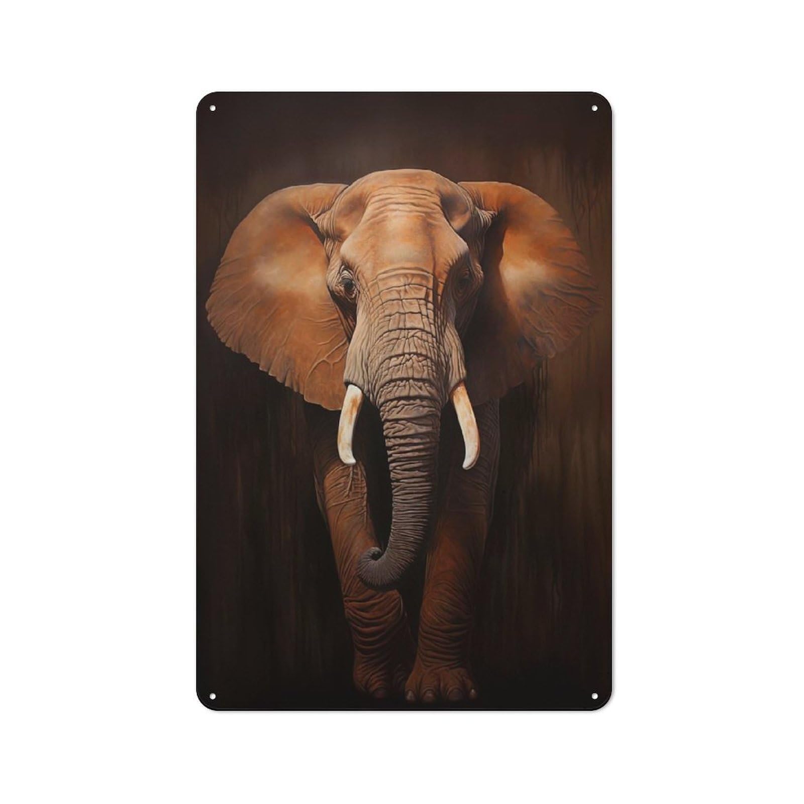 Junmoney Style-7 African Elephant Industrial-Style Tin Sign 30X20cm For Café Or Home Bar, For Cooler-Month Interiors With Industrial Character