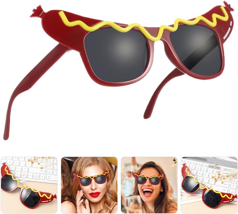 2 Pcs Hot Dog Eyeglasses Funny Makeup Glasses | for Masquerade Glasses for Summer Party Luau Party Decorations Photo Props