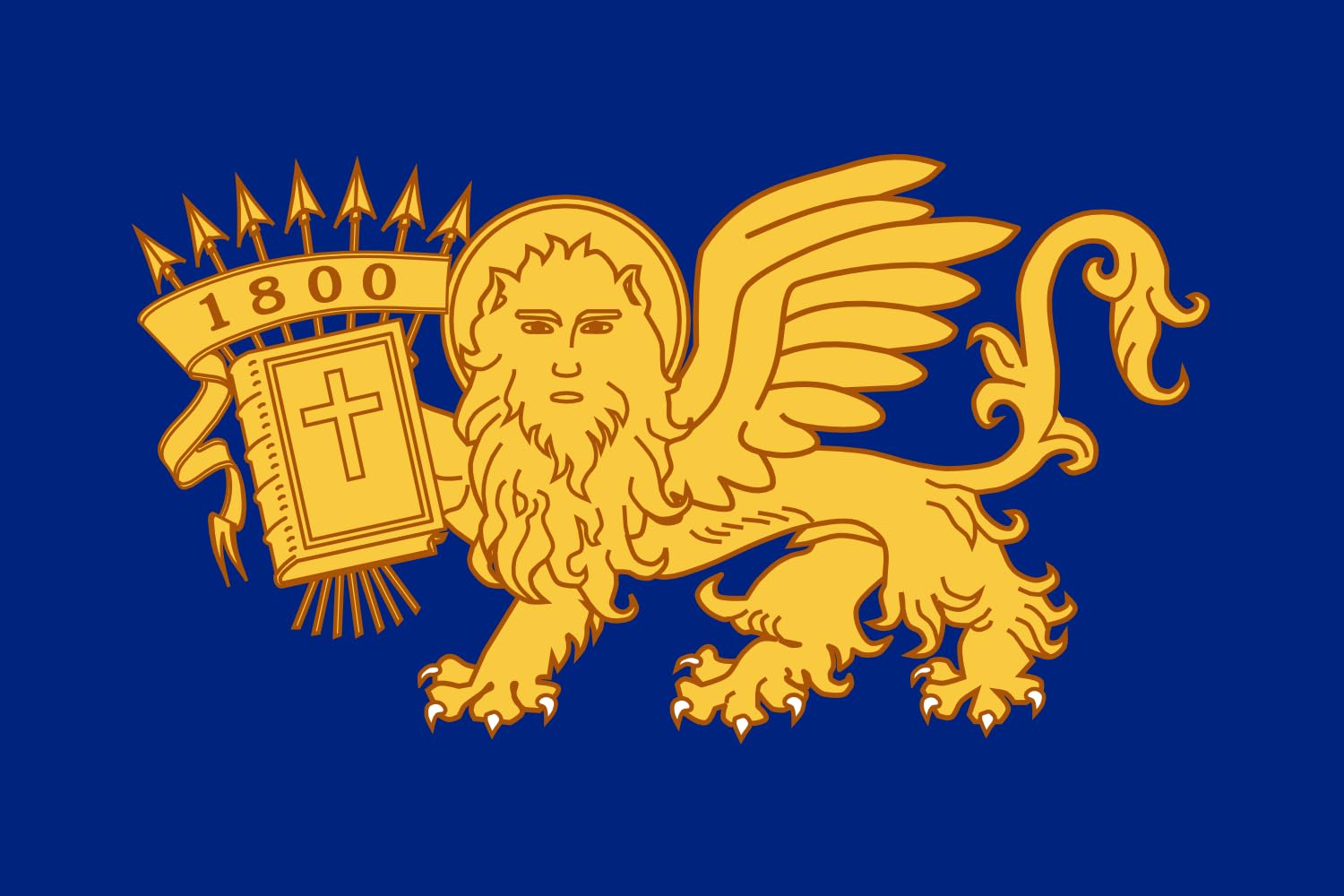 Drapeau large République des Sept-Îles 1800-1807 pavillon historique ionien