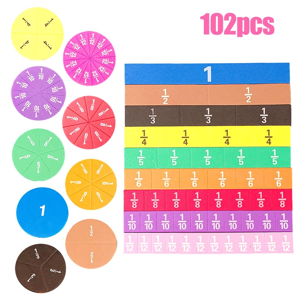 5 set 102 pezzi bambini EVA Frazione piastrelle matematica imparare aiuto didattico calcolo fornitura scuola elementare scuola primaria prescolare