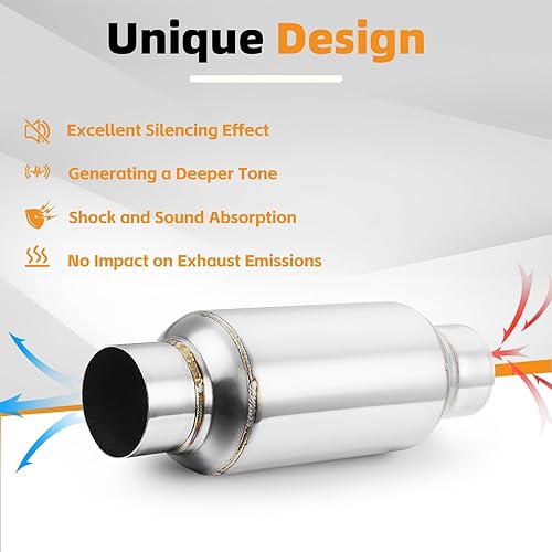 Miniatura 88 de A-KARCK Resonador de escape de entrada de 4 pulgadas, entrada de 4 pulgadas, salida de 4 pulgadas, silenciador de longitud total de 30 pulgadas, 1