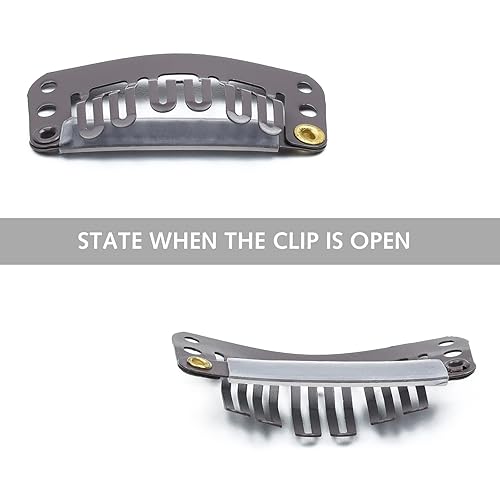 Miniatura 4 de Yamel 50 extensiones de cabello de 6 dientes para mujer, pinzas de metal en forma de U con pinzas de goma para peluca para extensiones de cabello