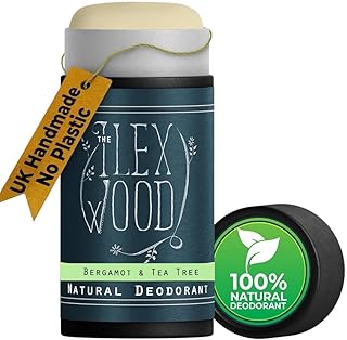 The Ilex Wood Natural Deodorant - 2.4fl oz. Handmade, Aluminum Salt Free, Plastic Free, Cruelty and Alcohol Free, Vegan, Eco Friendly Cardboard Tube – Bergamot and Tea Tree (Citrus)