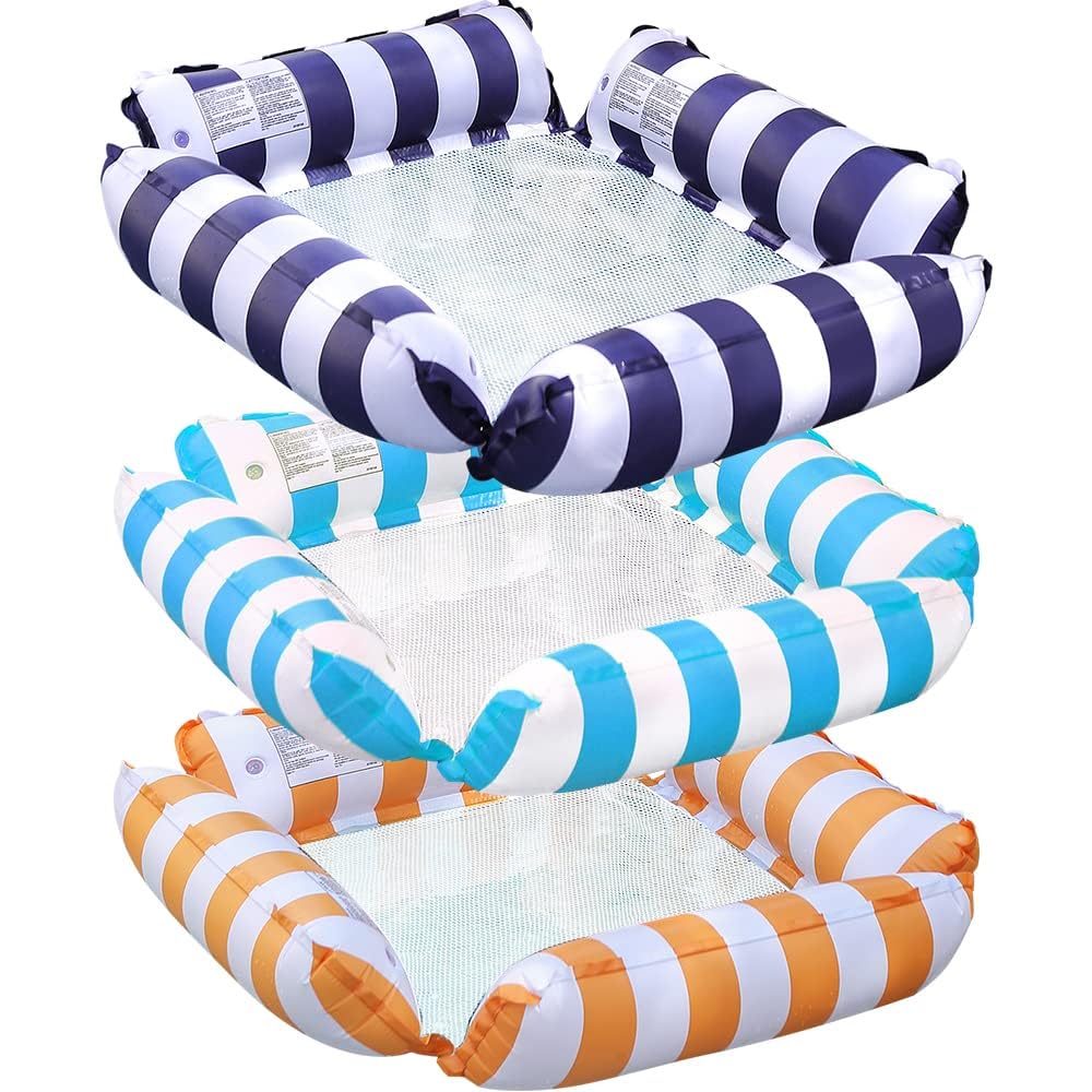 Paquete de 3 flotadores inflables para piscina, hamaca de agua, flotadores multiusos para piscina de verano, lago, playa