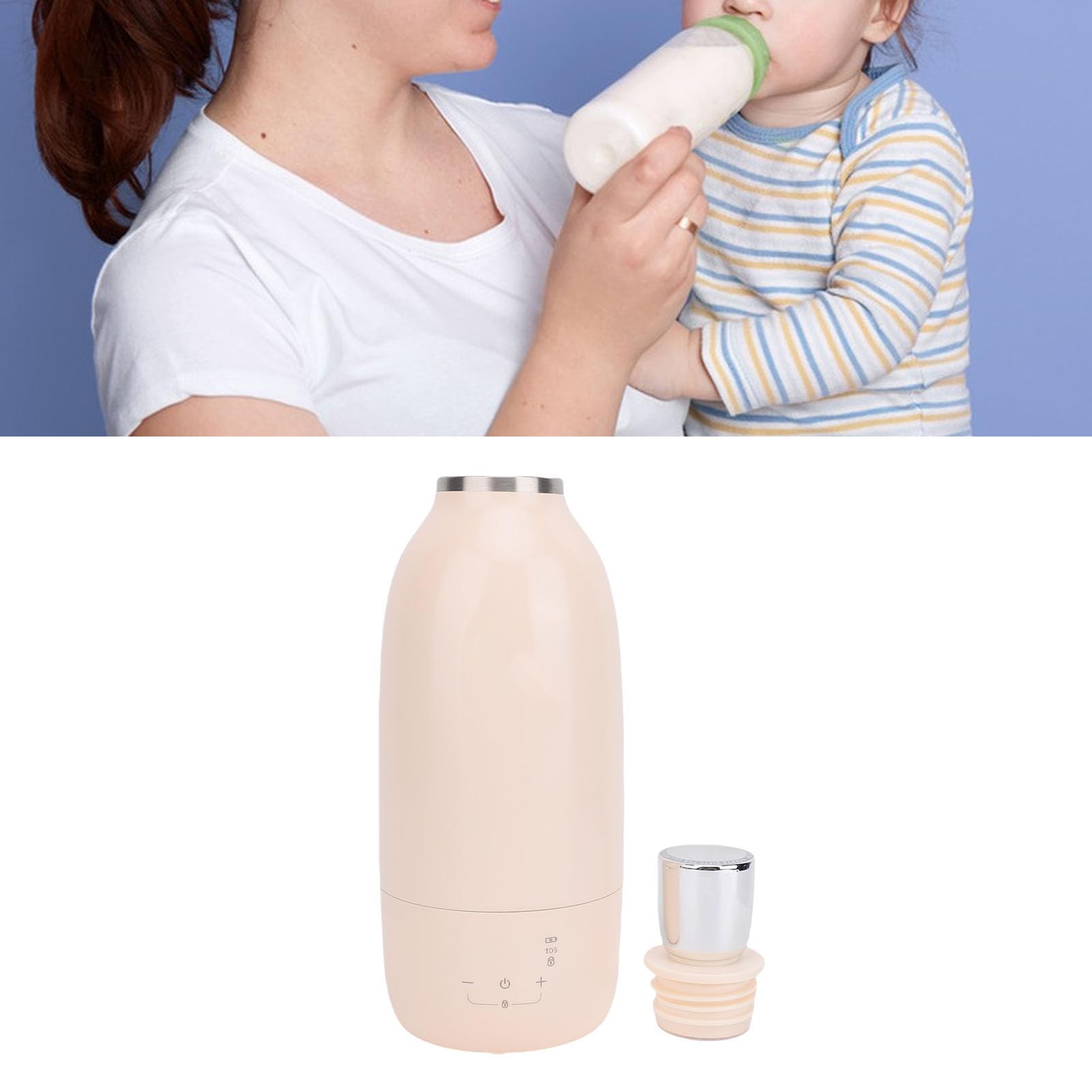 Calentador de Leche Portátil, Calentador de Biberones de Viaje con Calentamiento Rápido, de Capacidad Térmica de 500 Ml, de Agua Caliente Inalámbrico para Leche Materna y Agua, Ideal para
