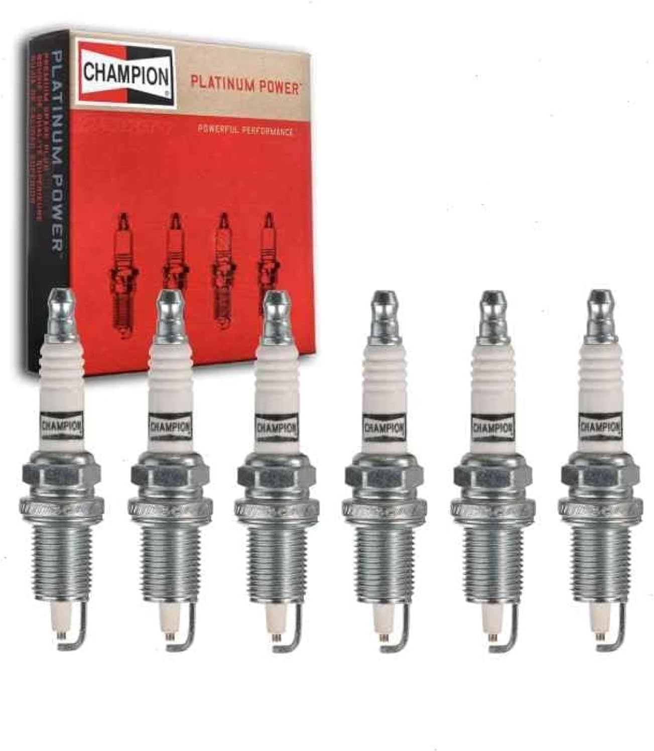 6 pc Champion Platinum Spark Plugs compatible with Jeep Wrangler 4.0L L6 1991-2006