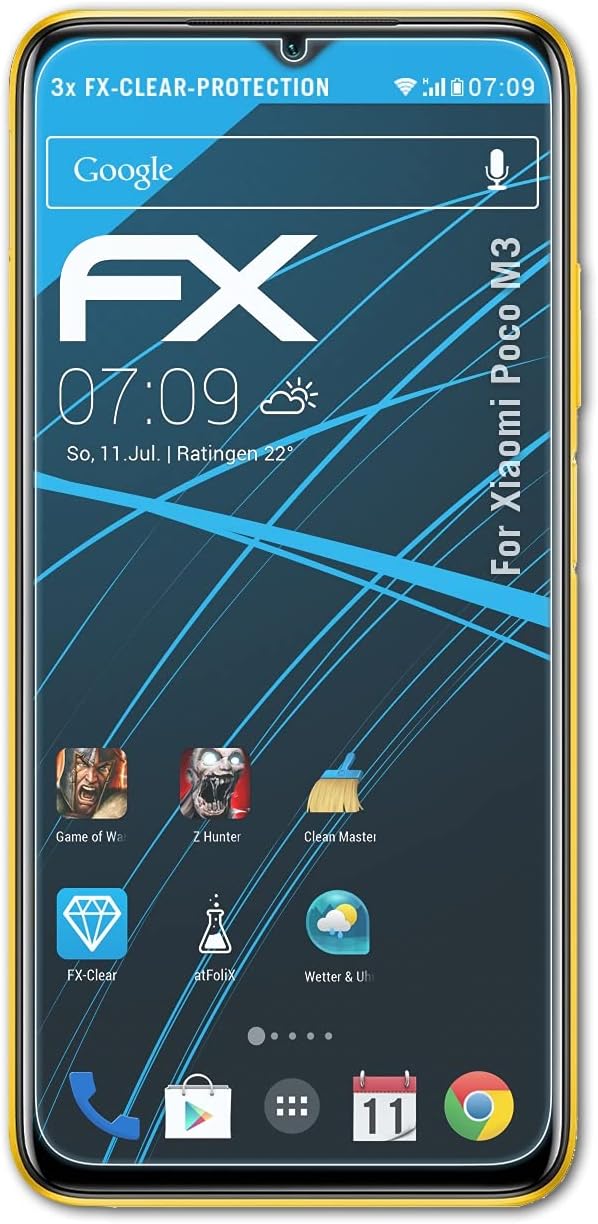 atFoliX Lámina Protectora de Pantalla Compatible con Xiaomi Poco M3 Película Protectora, Ultra Transparente FX Lámina Protectora (3X)
