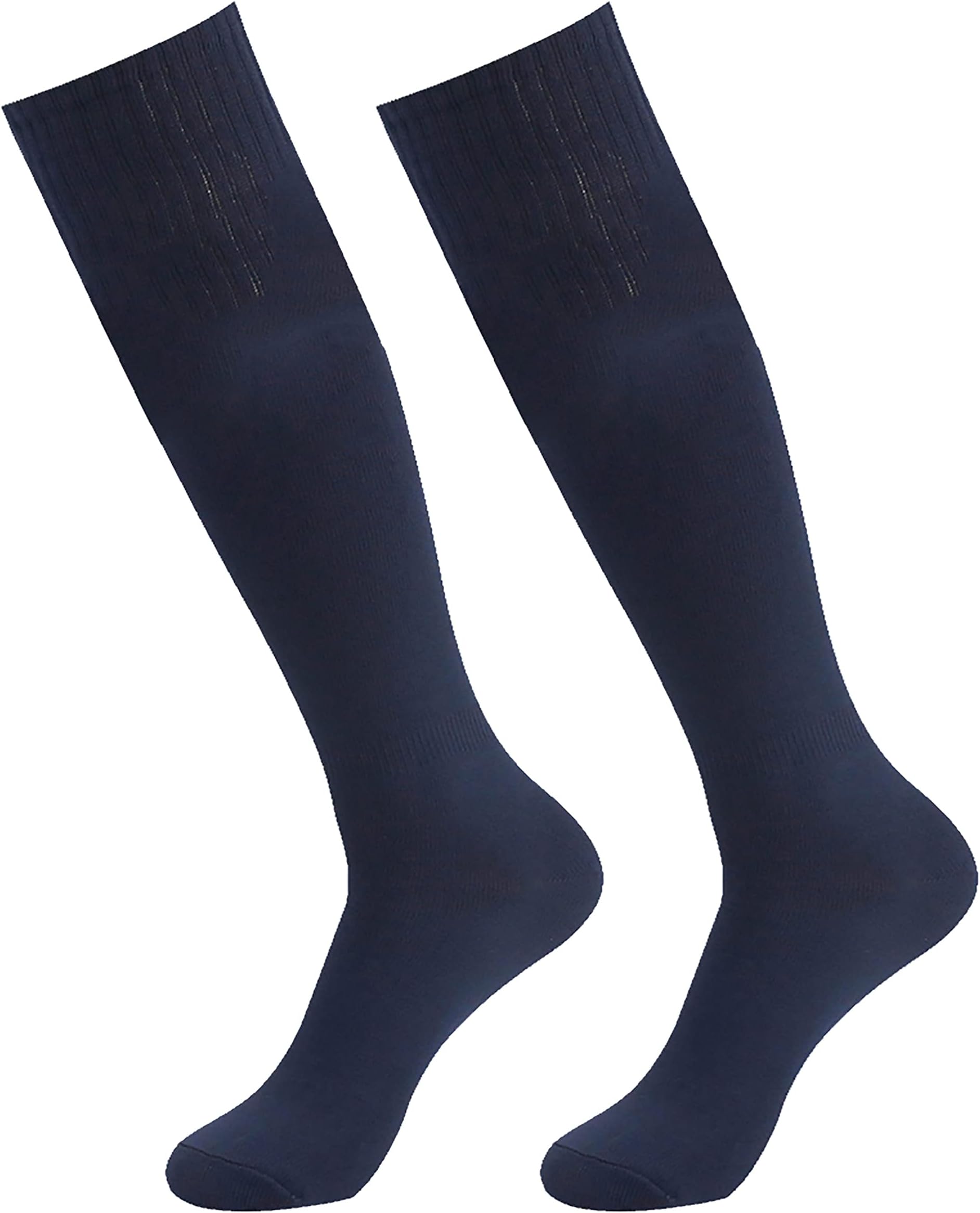 HAPYCEO Unisex Basketball Baseball Team Socks Youth Boys Girls Soild Color School Team Sports Football Knee High Long Socks 2 Pairs, Navy Blue, 2 Navy Blue, One Size