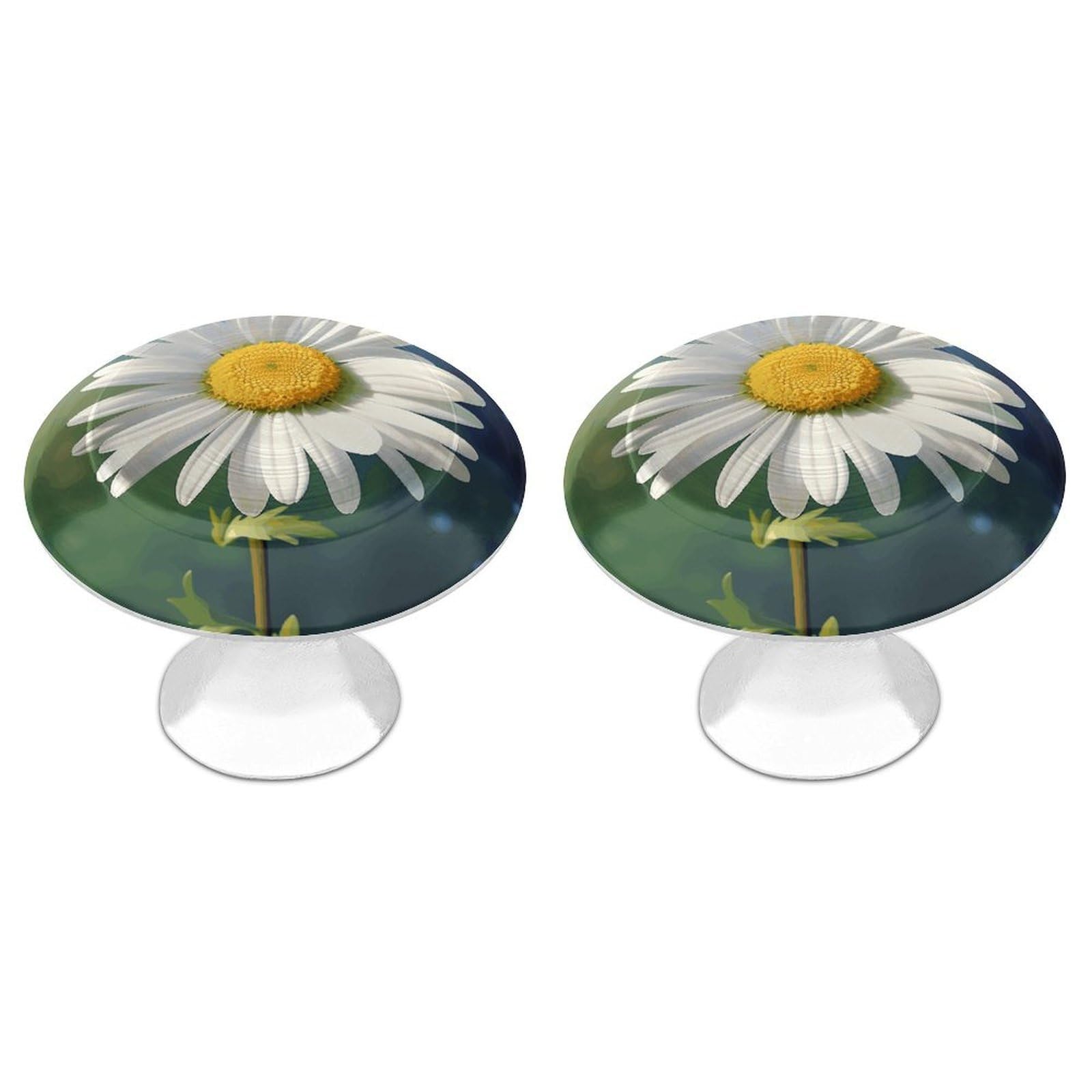 Vstadank Style Daisy Flower Drawer Pulls Sturdy Stainless Steel Door Handle Round Cabinet Knobs Fashion Dresser Drawer Knobs Door Pulls Exquisite Cabinet Handles Furniture Pull 2Pcs