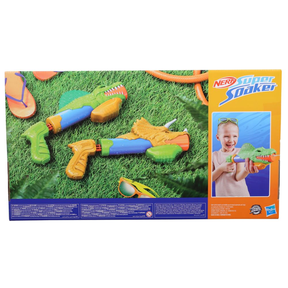 Nerf Super Soaker DinoSquad Dino Splashers 2 Water Blasters - Set of 2 Water Blasters - Pichkari for Outdoor Water Games, Branded Toy Pichkari for Holi Festival, Kids 6+ 1