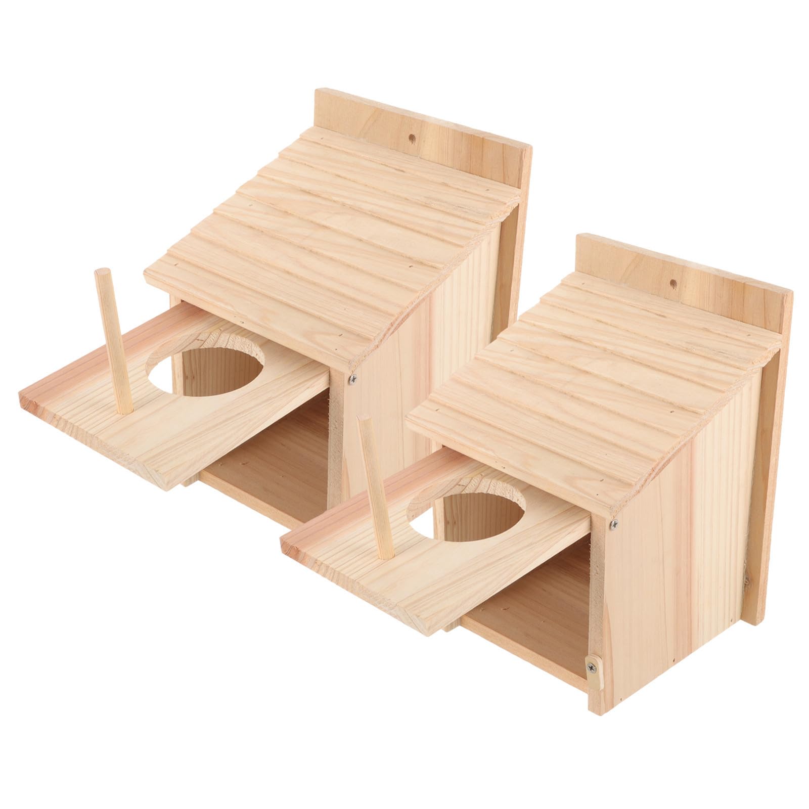 POPETPOP 2 Pièces Nichoir en Bois pour Oiseaux, Suspendu, Aéré, Beige,
