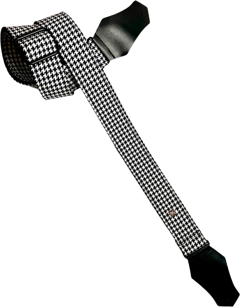 GET'M GET'M Cinghia per chitarra Fly Hounds Tooth White 2" Guitar Strap