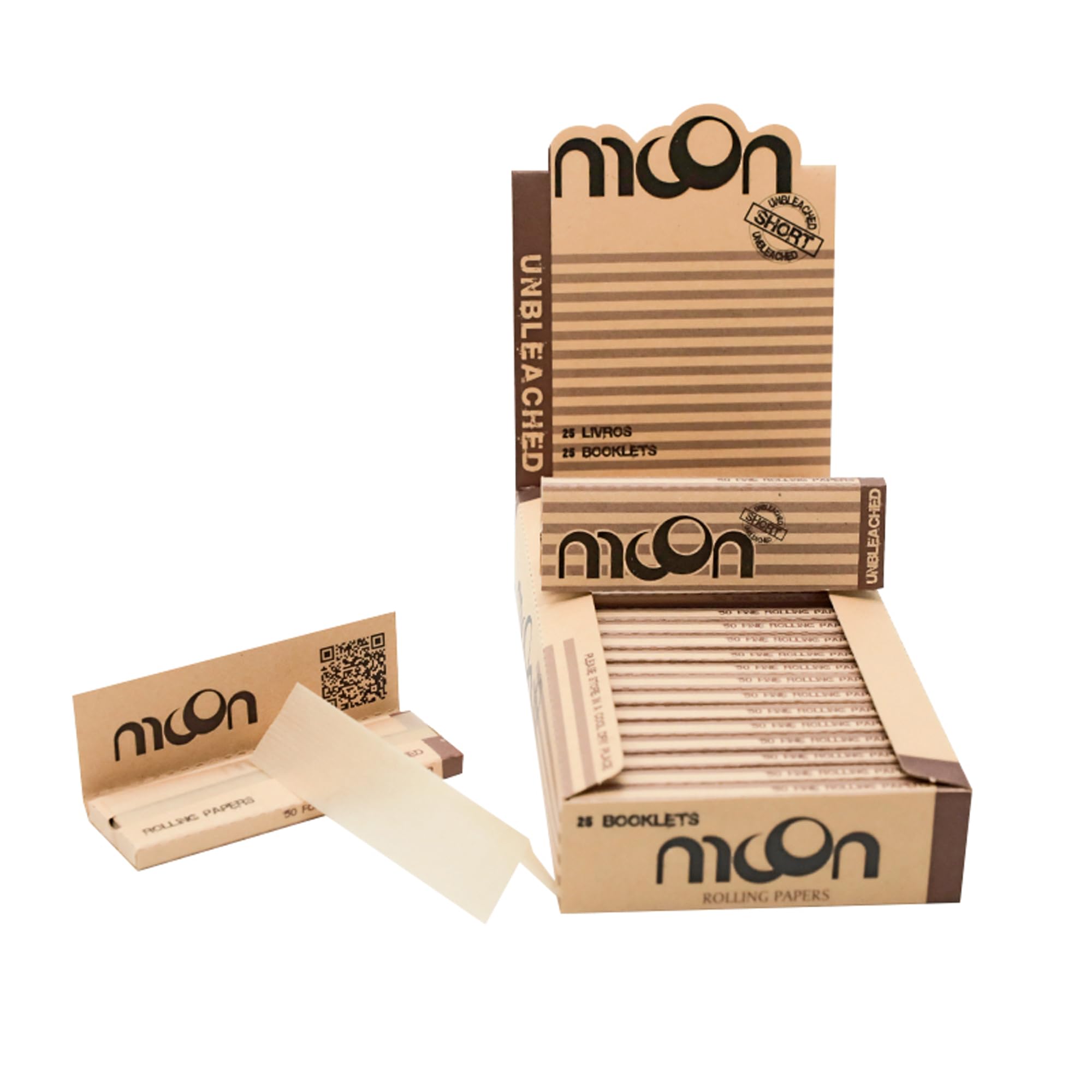 Amazon.com: MOON Classic Cigarette Paper - Slow Burning Natural Wood Pulp  Paper Unbleached With Watermark - 70x36mm - 25 Books/50 Sheets Each - 1250  Sheets