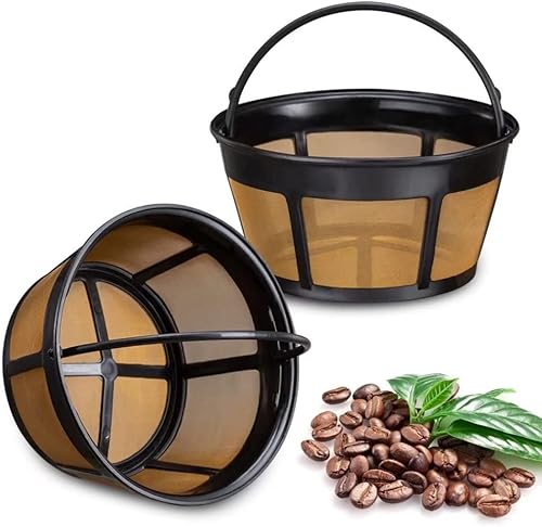 UNNIC Filtro de café reutilizable cesta de café de repuesto de 8 a 12 tazas con parte inferior de malla de acero inoxidable