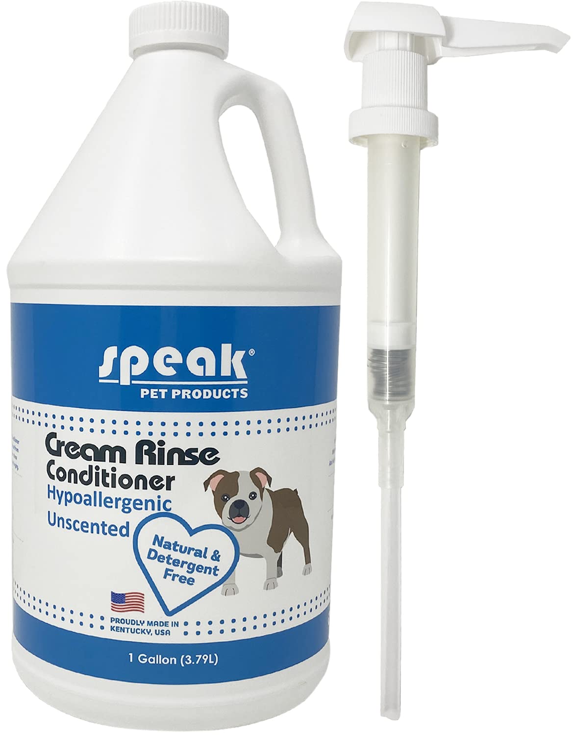 Speak Pet Products Natural Hypoallergenic Unscented Dog Cream Rinse Conditioner Refill with Pump, 1 Gallon