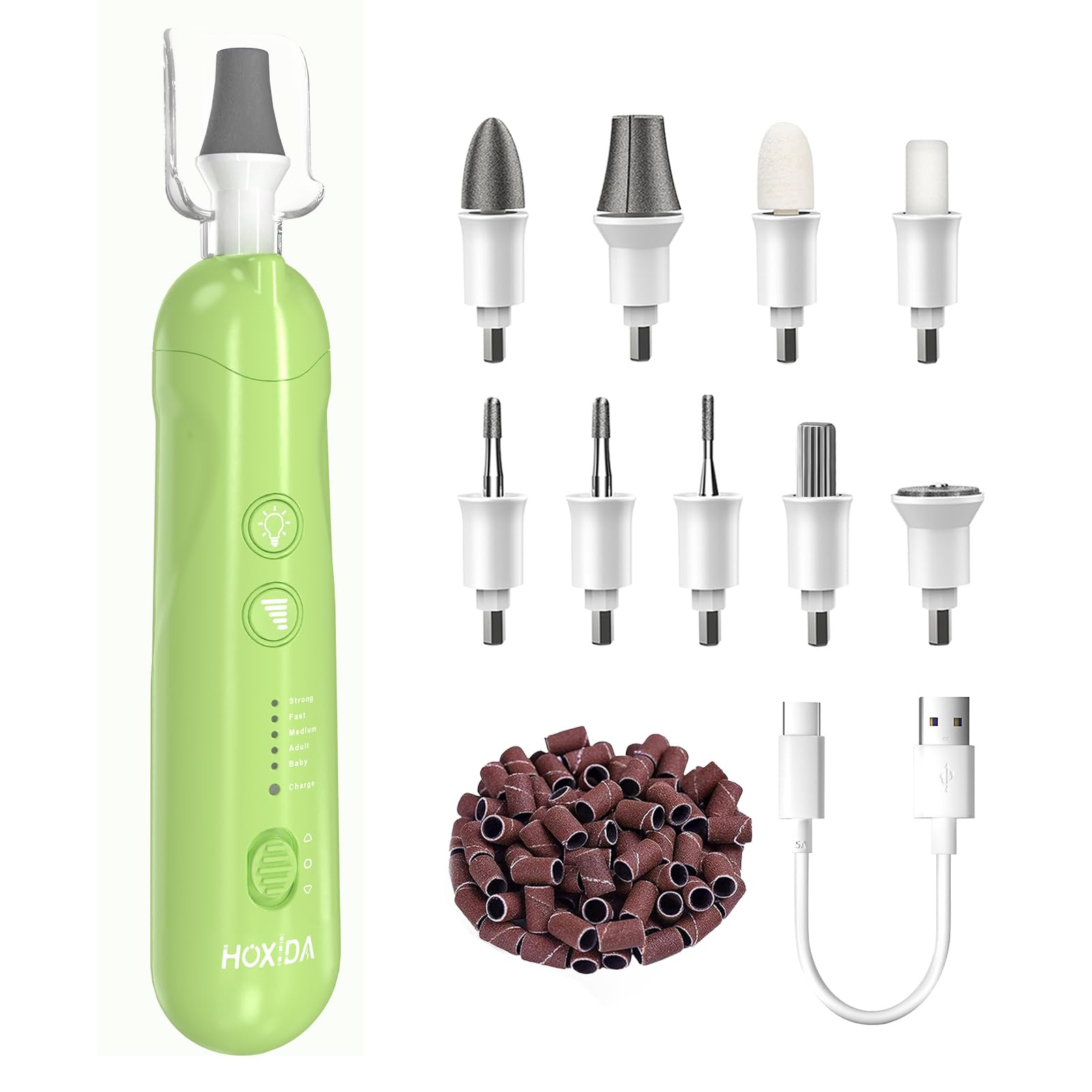 Kit de manicura y pedicura con estuche, molinillo de uñas profesional para uñas gruesas de los pies, lima de uñas eléctrica inalámbrica, herramientas de pedicura de 5 velocidades para pies removedor