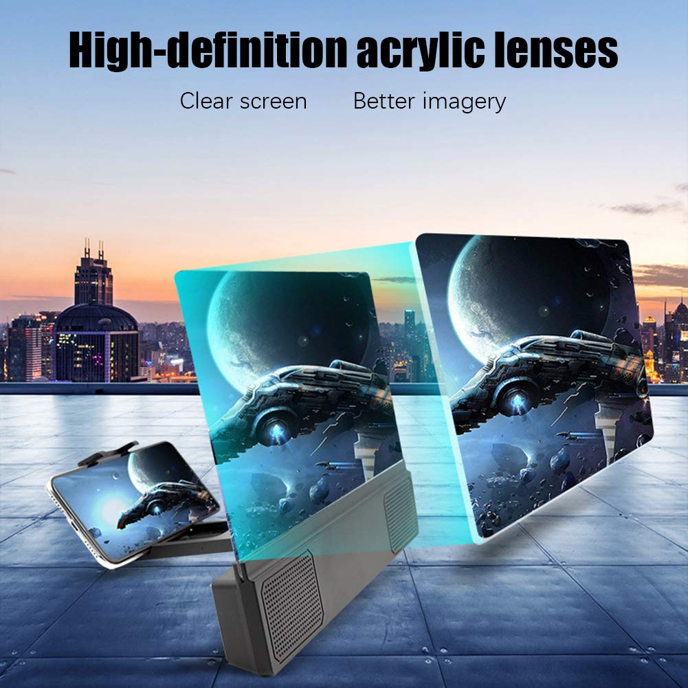 Bildschirmverstärker, 3D-Handy-Bildschirm, 12 Verstärker, HD-Videoverstärker mit Lautsprecher, Video-Verstärker aus Film, schützt die Augen