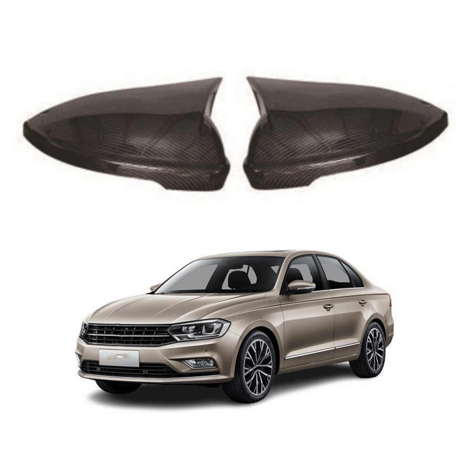 PAPEP Door Mirror Cover Caps for Volkswagen Bora 2012-2018, Left Right Side Wing Rearview Mirror Cover Lid 2 Pieces Exterior Styling Accessory,Carbon fiber texture